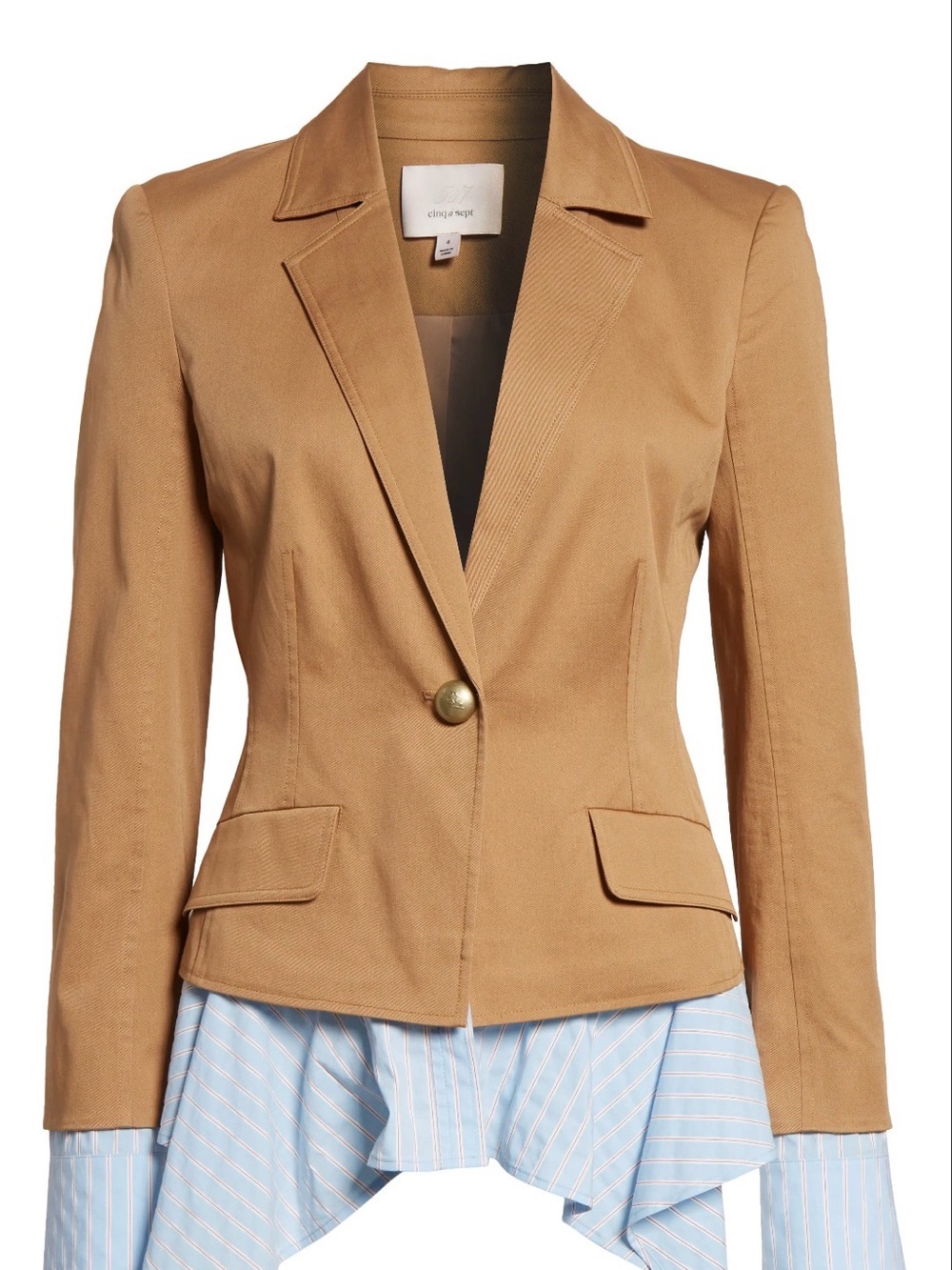 cinq a sept Tan Single-Button Tailored Blazer